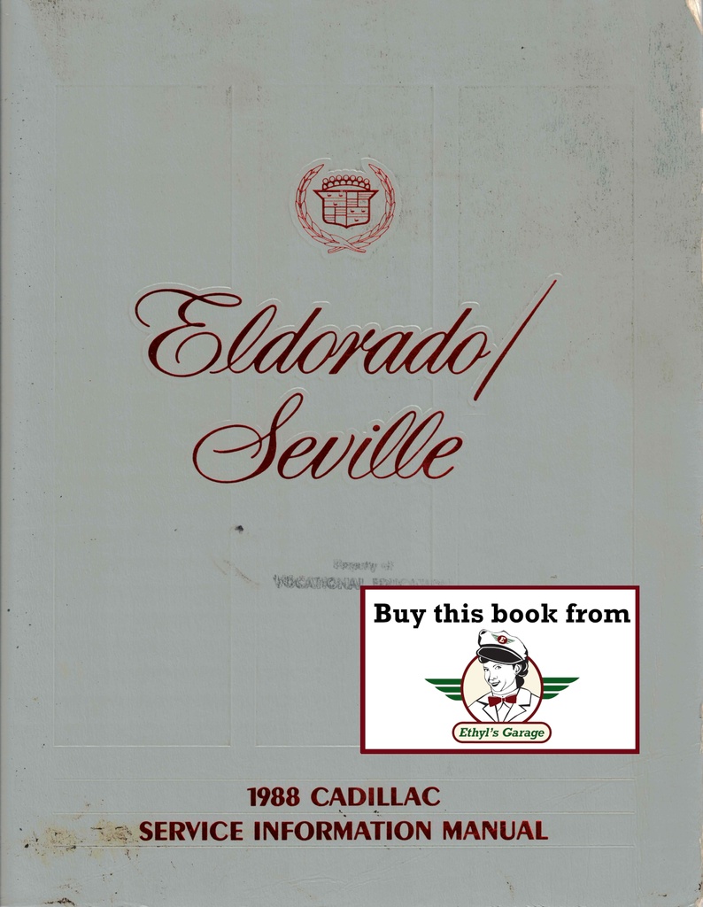 1988 Cadillac Eldorado and Seville OEM Shop Service Repair Manual
